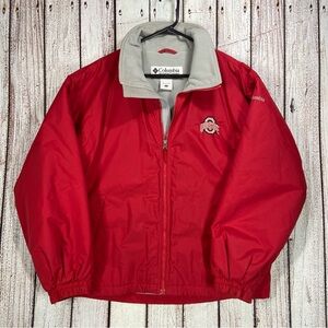 Columbia Jacket Mens Medium Scarlet Red Ohio State Buckeyes OSU Football Fleece